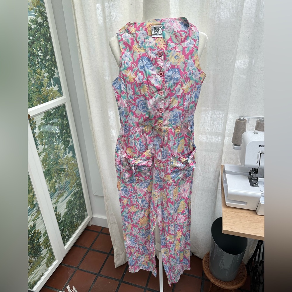 RARE Vintage Laura Ashley Romper Jumpsuit Playsuit Floral Womens Size Small